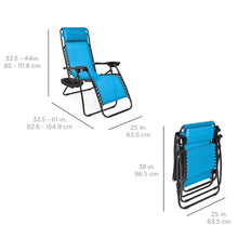 Load image into Gallery viewer, Set of 2 Adjustable Zero Gravity Patio Chair Recliners w/ Cup Holders
