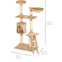 Load image into Gallery viewer, 59&quot; Pet Play House Cat Tree Scratcher Condo Furniture
