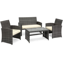 Load image into Gallery viewer, 4-Piece Outdoor Wicker Sofa Furniture Set w/ 1 Double, 2 Single Sofas, Table
