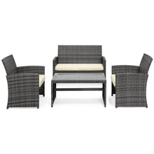 Load image into Gallery viewer, 4-Piece Outdoor Wicker Sofa Furniture Set w/ 1 Double, 2 Single Sofas, Table
