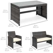 Load image into Gallery viewer, 4-Piece Outdoor Wicker Sofa Furniture Set w/ 1 Double, 2 Single Sofas, Table
