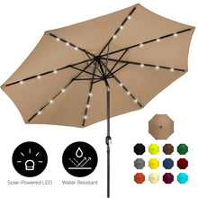 Load image into Gallery viewer, 10ft Solar LED Lighted Patio Umbrella w/ Tilt Adjustment, Fade-Resistance
