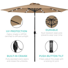 Load image into Gallery viewer, 10ft Solar Patio Umbrella w/ USB Charger, Portable Power Bank
