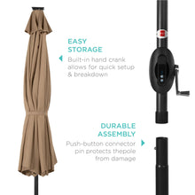 Load image into Gallery viewer, 10ft Solar Patio Umbrella w/ USB Charger, Portable Power Bank
