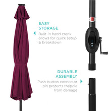 Load image into Gallery viewer, 10ft Solar Patio Umbrella w/ USB Charger, Portable Power Bank
