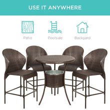 Load image into Gallery viewer, 5-Piece Outdoor Wicker Bar Bistro Set for Patio, Porch w/ Ice Bucket
