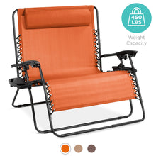 Load image into Gallery viewer, 2-Person Double Wide Zero Gravity Chair Lounger w/ Cup Holders, Headrest
