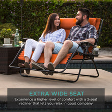 Load image into Gallery viewer, 2-Person Double Wide Zero Gravity Chair Lounger w/ Cup Holders, Headrest
