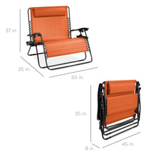 Load image into Gallery viewer, 2-Person Double Wide Zero Gravity Chair Lounger w/ Cup Holders, Headrest
