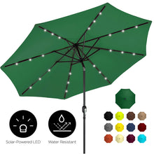 Load image into Gallery viewer, 10ft Solar LED Lighted Patio Umbrella w/ Tilt Adjustment, Fade-Resistance
