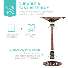 Load image into Gallery viewer, Lily Leaf Pedestal Bird Bath Decoration Accent w/ Floral Accents
