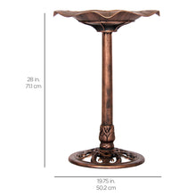 Load image into Gallery viewer, Lily Leaf Pedestal Bird Bath Decoration Accent w/ Floral Accents
