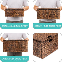 Load image into Gallery viewer, Set of 3 Large Hyacinth Storage Baskets w/ Handles, Lid - 21", 20", 18"
