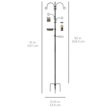 Load image into Gallery viewer, 91in 4-Hook Bird Feeding Station, Steel Multi-Feeder Stand w/ 2 Bird Feeders
