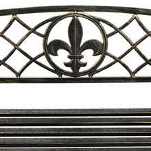 Load image into Gallery viewer, Outdoor Metal Hanging 2-Person Swing Bench w/ Fleur-de-Lis Accents
