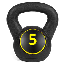 Load image into Gallery viewer, 3-Piece Kettlebell Exercise Fitness Weights Set w/ Base Rack - Black
