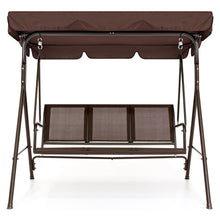 Load image into Gallery viewer, 3-Seater Double Outdoor Canopy Swing Chair Bench w/ Mesh Seats
