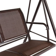 Load image into Gallery viewer, 3-Seater Double Outdoor Canopy Swing Chair Bench w/ Mesh Seats
