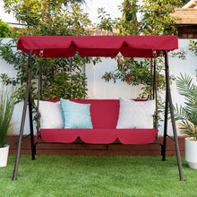 Load image into Gallery viewer, 2-Person Outdoor Canopy Swing Glider Furniture w/ Cushions, Steel Frame
