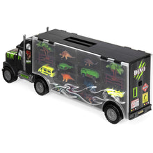 Load image into Gallery viewer, 16-Piece 22in Semi-Truck Carrier Toy w/ 3 Cars, 6 Dinosaurs - Multicolor
