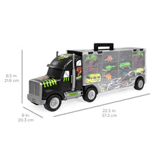 Load image into Gallery viewer, 16-Piece 22in Semi-Truck Carrier Toy w/ 3 Cars, 6 Dinosaurs - Multicolor
