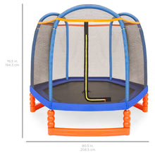 Load image into Gallery viewer, 7ft Kids Indoor/Outdoor Mini Trampoline w/ Safety Net, Padding
