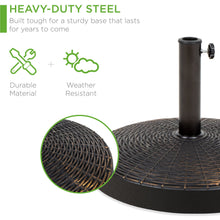 Load image into Gallery viewer, 55lb Round Wicker Style Patio Umbrella Stand w/ Blackened Bronze Finish
