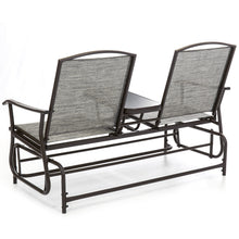 Load image into Gallery viewer, 2-Person Outdoor Mesh Double Glider w/ Tempered Glass Attached Table
