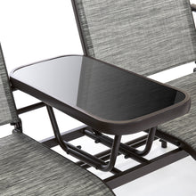 Load image into Gallery viewer, 2-Person Outdoor Mesh Double Glider w/ Tempered Glass Attached Table
