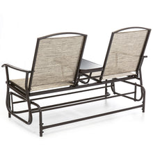 Load image into Gallery viewer, 2-Person Outdoor Mesh Double Glider w/ Tempered Glass Attached Table
