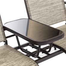 Load image into Gallery viewer, 2-Person Outdoor Mesh Double Glider w/ Tempered Glass Attached Table
