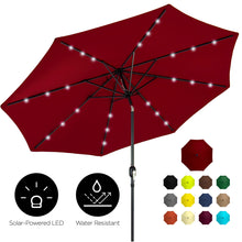 Load image into Gallery viewer, 10ft Solar LED Lighted Patio Umbrella w/ Tilt Adjustment, Fade-Resistance
