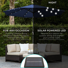 Load image into Gallery viewer, 10ft Solar LED Lighted Patio Umbrella w/ Tilt Adjustment, Fade-Resistance
