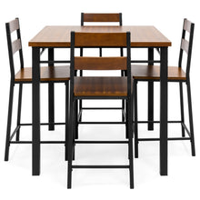 Load image into Gallery viewer, 5-Piece Wood Finish Counter Height Table Dining Set w/ 4 Chairs, Metal Frame
