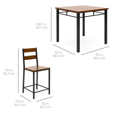 Load image into Gallery viewer, 5-Piece Wood Finish Counter Height Table Dining Set w/ 4 Chairs, Metal Frame
