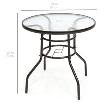 Load image into Gallery viewer, 32in Outdoor Round Tempered Glass Bistro Table w/ Steel Frame
