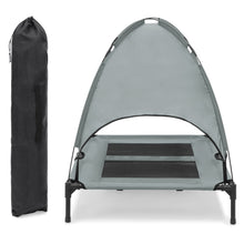 Load image into Gallery viewer, 36in Outdoor Raised Cooling Pet Dog Bed w/ Canopy, Travel Bag
