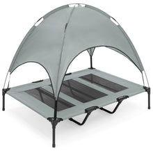 Load image into Gallery viewer, 48in Outdoor Raised Cooling Pet Dog Bed w/ Canopy, Travel Bag
