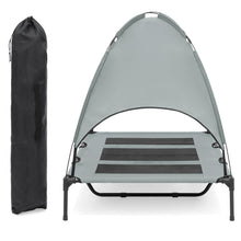 Load image into Gallery viewer, 48in Outdoor Raised Cooling Pet Dog Bed w/ Canopy, Travel Bag
