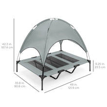 Load image into Gallery viewer, 48in Outdoor Raised Cooling Pet Dog Bed w/ Canopy, Travel Bag
