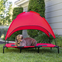 Load image into Gallery viewer, 36in Outdoor Raised Cooling Pet Dog Bed w/ Canopy, Travel Bag
