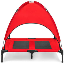 Load image into Gallery viewer, 36in Outdoor Raised Cooling Pet Dog Bed w/ Canopy, Travel Bag
