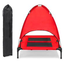 Load image into Gallery viewer, 36in Outdoor Raised Cooling Pet Dog Bed w/ Canopy, Travel Bag
