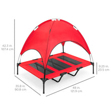 Load image into Gallery viewer, 48in Outdoor Raised Cooling Pet Dog Bed w/ Canopy, Travel Bag
