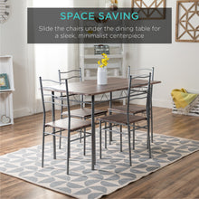 Load image into Gallery viewer, 5-Piece Wooden Kitchen Table Dining Set w/ Metal Legs, 4 Chairs
