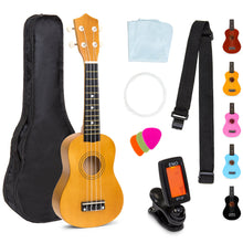 Load image into Gallery viewer, Acoustic Soprano Basswood Ukulele Starter Kit w/ Bag, Strap, Tuner
