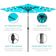 Load image into Gallery viewer, 10ft Solar LED Lighted Patio Umbrella w/ Tilt Adjustment, Fade-Resistance
