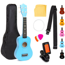 Load image into Gallery viewer, Acoustic Soprano Basswood Ukulele Starter Kit w/ Bag, Strap, Tuner
