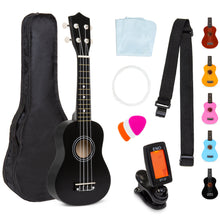 Load image into Gallery viewer, Acoustic Soprano Basswood Ukulele Starter Kit w/ Bag, Strap, Tuner
