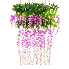 Load image into Gallery viewer, 12-Pack Artificial Silk Vine Wisteria Flower Plant Decor Accent
